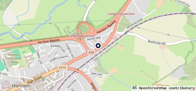 Map showing the location of Snows Toyota Honiton