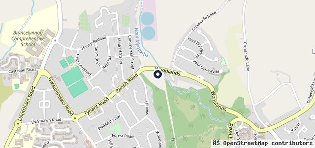 Map showing the location of Tynant Garage