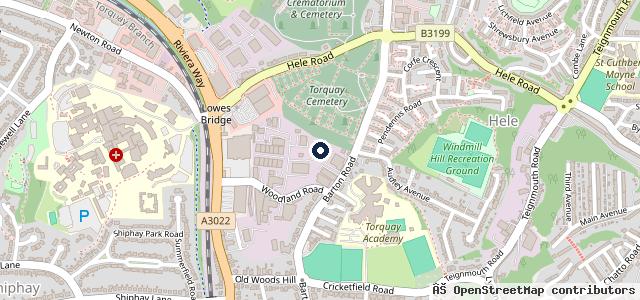 Map showing the location of Whitehill Garage Torquay