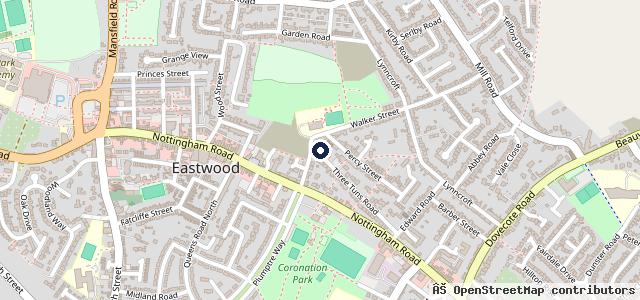 Map showing the location of Three Tuns Garage