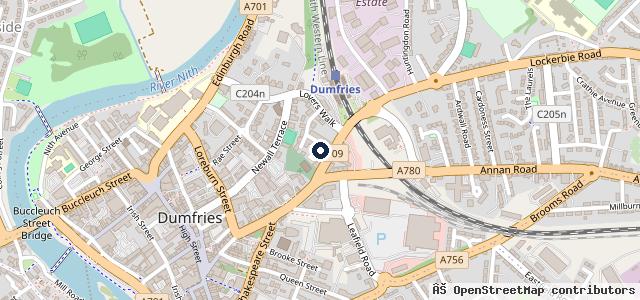 Map showing the location of Vauxhall James Haugh (Dumfries)