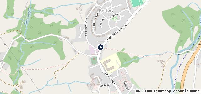 Map showing the location of Bettws Service Station (Gulf)