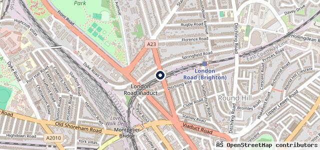 Map showing the location of Brighton MOT Centre