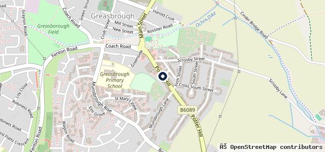 Map showing the location of Greasbrough Service Station