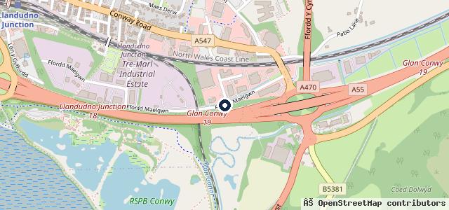 Map showing the location of Halliwell Jones North Wales BMW