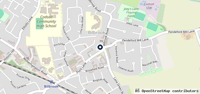Map showing the location of Bilbrook Garage
