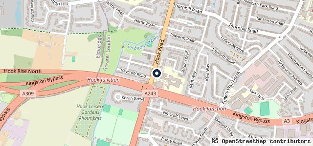 Map showing the location of Halfords Autocentre Surbiton