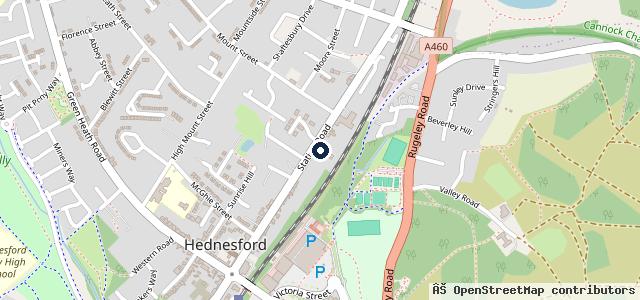 Map showing the location of Hednesford Motor Co
