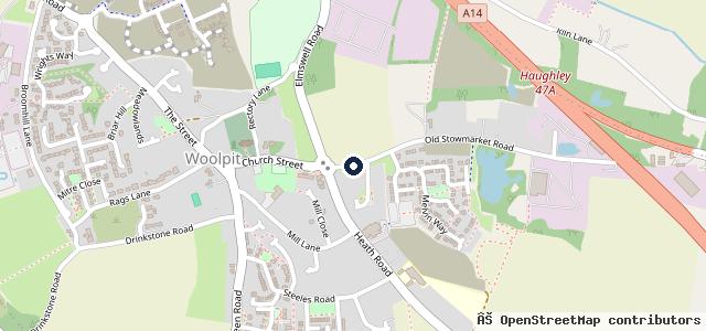 Map showing the location of Woolpit Garage - MOT Vehicle Services Test & Repair Centre
