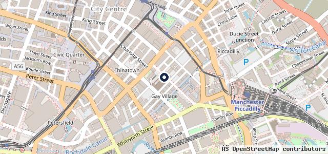Map showing the location of Manchester Chorlton Street coach station
