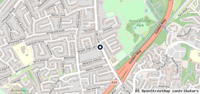 Map showing the location of Cop Lane Garage