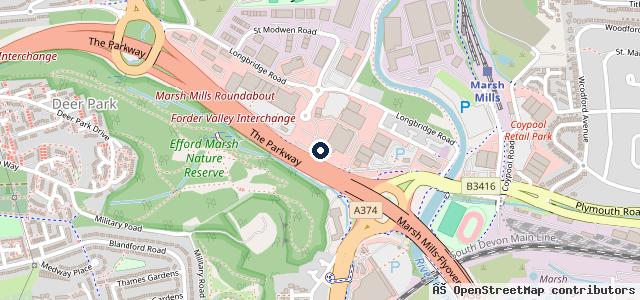 Map showing the location of Vospers Ford Plymouth