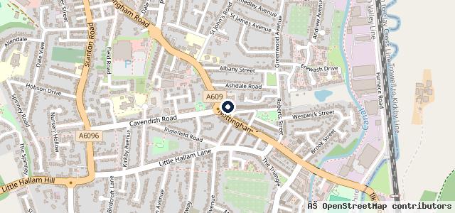 Map showing the location of Nottingham Road Garage