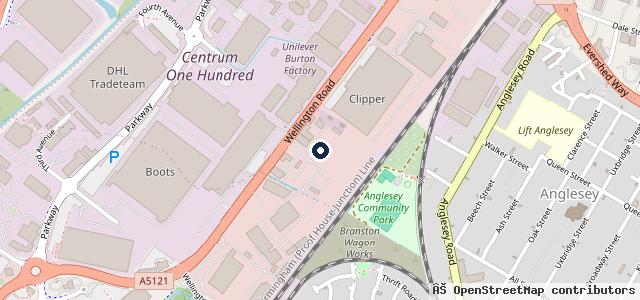Map showing the location of Riverside Car Service and MOT Centre