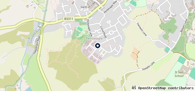 Map showing the location of St Ives MoT Test Centre