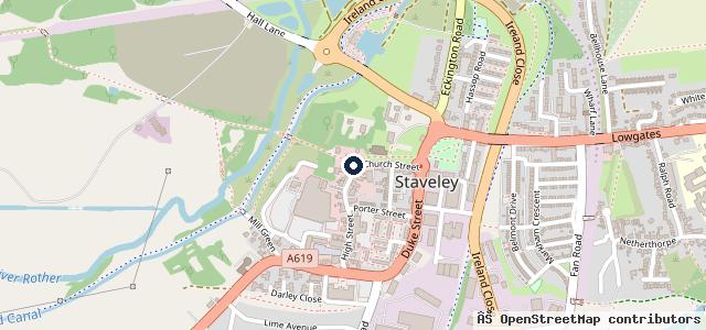 Map showing the location of Staveley Service and MOT Centre