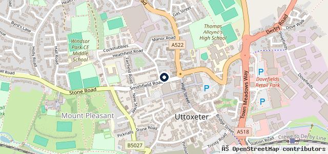 Map showing the location of Uttoxeter Test Centre
