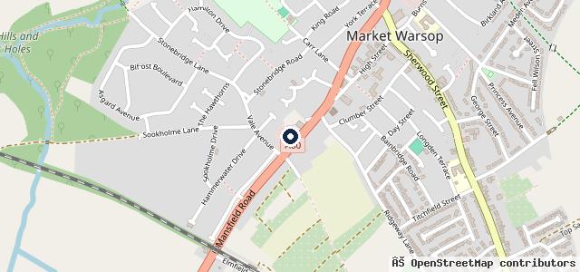 Map showing the location of Warsop Motor Company