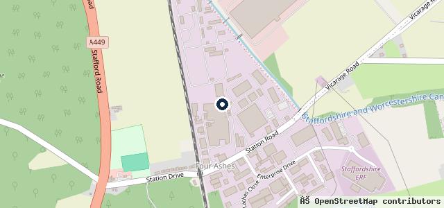 Map showing the location of Four Ashes MOT Centre