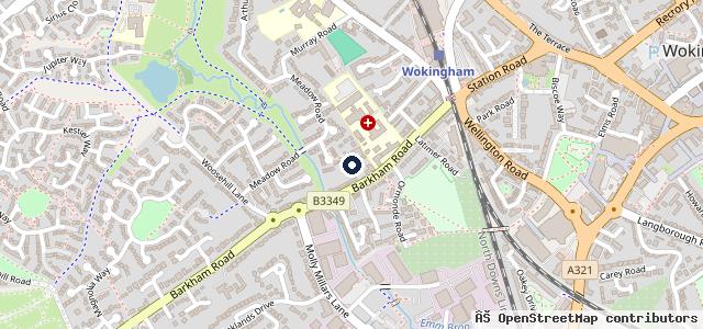 Map showing the location of Wokingham Tyres & MOT
