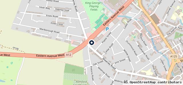 Map showing the location of Mawney Service Station inc havering auto care.