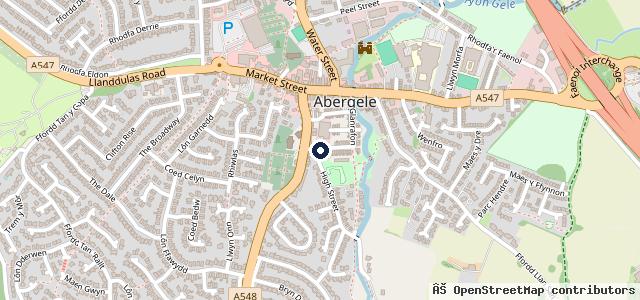 Map showing the location of Abergele Service Centre