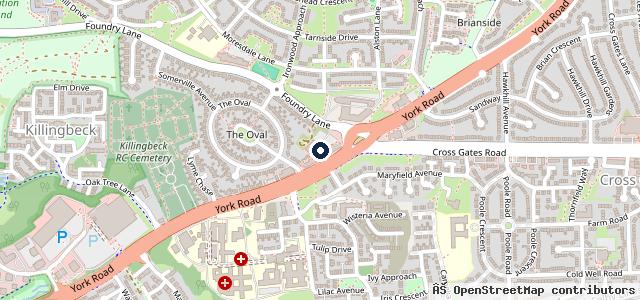 Map showing the location of Halfords Autocentre Leeds (York Road)