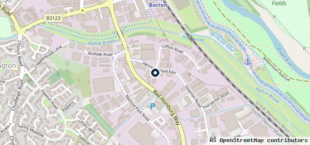 Map showing the location of Exeter Mobility Centre