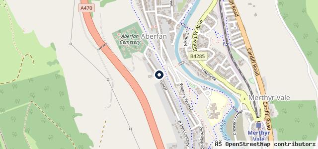 Map showing the location of Bryntaf Garage