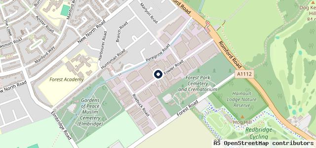 Map showing the location of Hainault M O T Test Centre