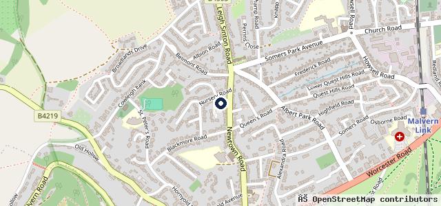 Map showing the location of Hills Ford Malvern