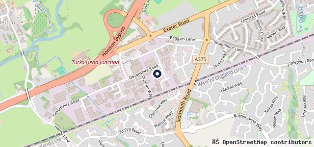 Map showing the location of Honiton MOT Centre