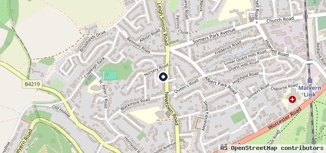Map showing the location of Hills Ford Malvern