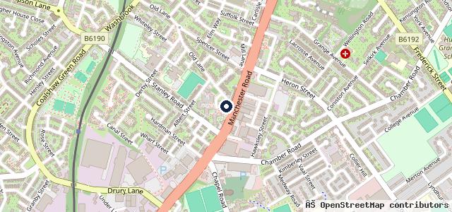 Map showing the location of Hollinwood MOT & Service Centre