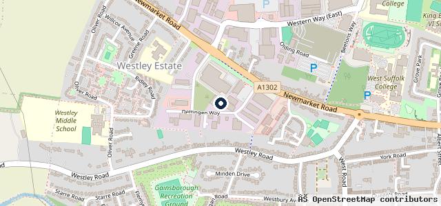 Map showing the location of Marshall Ford Bury St Edmunds