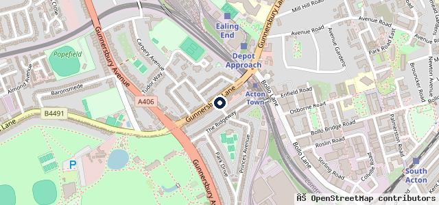 Map showing the location of Acton Service Centre