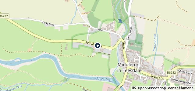 Map showing the location of Alston Road Garage - Barnard Castle