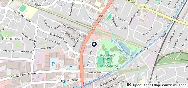 Map showing the location of Altrincham Mot Centre