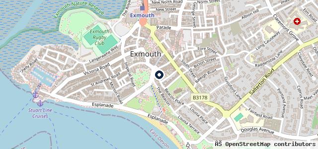 Map showing the location of Bentley's Garage | Exmouth