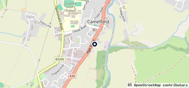 Map showing the location of Camelford Bike Bits