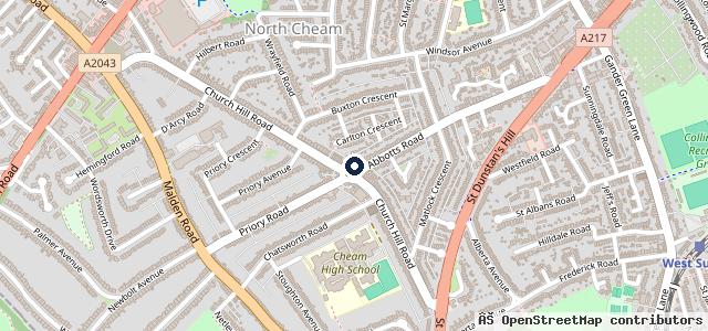 Map showing the location of Church Hill Motors