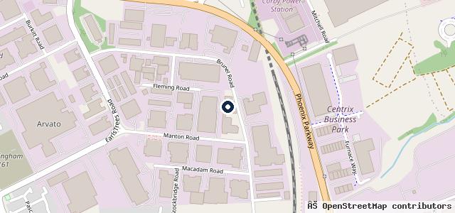 Map showing the location of Brunel Motors Corby, Tyres & MOT Centre