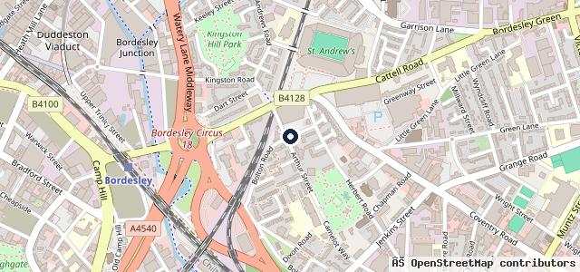 Map showing the location of Eastside Motors