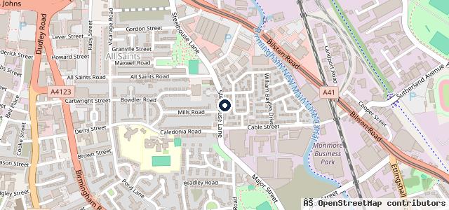 Map showing the location of Steelhouse Lane Mot Centre