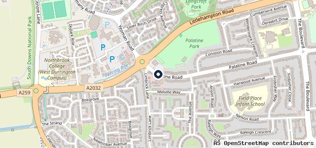 Map showing the location of JCB ŠKODA Worthing