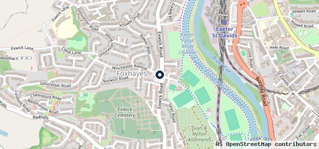 Map showing the location of Foxhayes Car Sales and Garage Services Exeter
