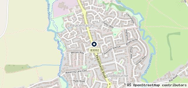 Map showing the location of Peacemarsh Garage