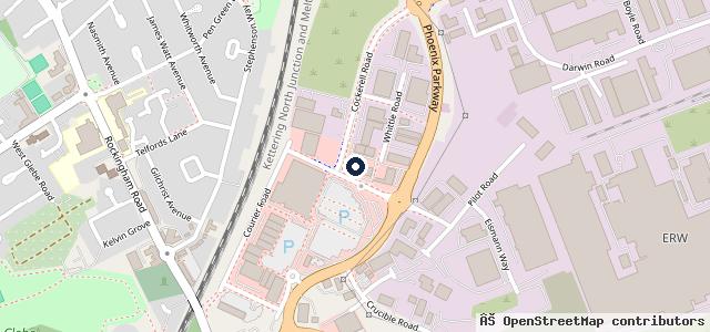 Map showing the location of Corby Tyre and Exhaust