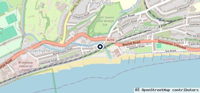 Map showing the location of Bulverhythe Motors