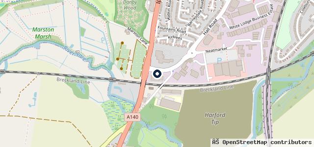 Map showing the location of Vauxhall Thurlow Nunn Norwich
